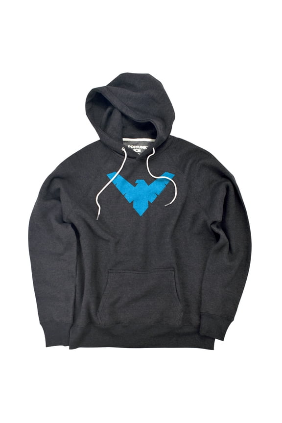 Nightwing Symbol Unisex Adult Slim Fit Pull-Over Heather Hoodie, Charcoal, Small