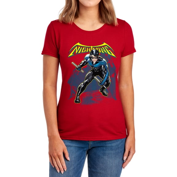 Batman Nightwing Women's T Shirt, Red, Small