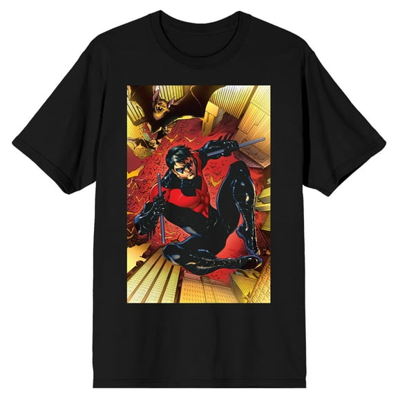 Batman Nightwing in Action Men's Black T-shirt-XS