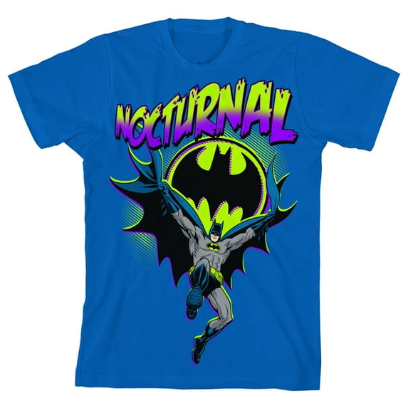 Batman Nocturnal Hero Boy's Royal Blue T-shirt-Large