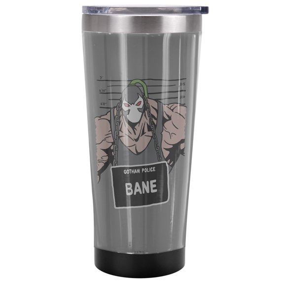 Batman Official The Bane Mugshot 20 oz Travel Tumbler, Stainless Steel, Vacuum Insulated with Leak Resistant Slide-Lock Lid