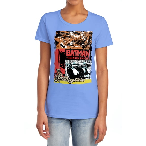 Batman Old Movie Poster Women's T Shirt, Carolina Blue, Medium