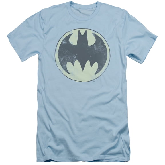 Batman Old Time Logo S/S Adult 30/1 T-Shirt Light Blue