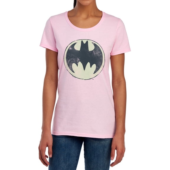 Batman Old Time Logo Women's T Shirt, Pink, Small