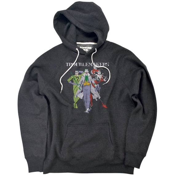 Batman Original Gangsters Unisex Adult Slim Fit Pull-Over Heather Hoodie, Charcoal, X-Large