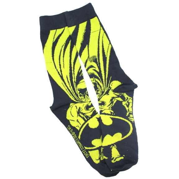 Batman Over Logo Black And Yellow Mens Crew Socks