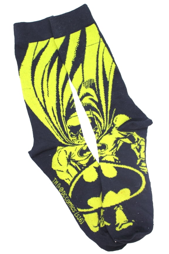 Batman Over Logo Black And Yellow Mens Crew Socks