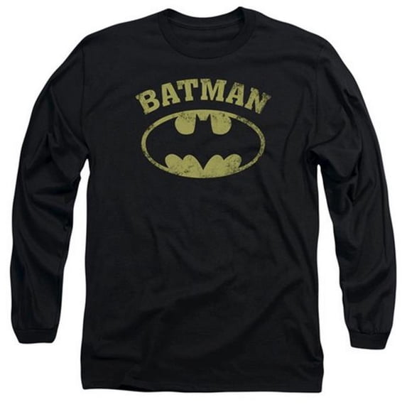 Batman-Over Symbol - Long Sleeve Adult 18-1 Tee - Black- Small