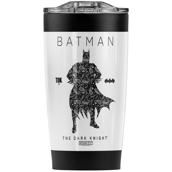 Batman Paislety Silhouette Stainless Steel Tumbler 20 oz Coffee Travel Mug/Cup, Vacuum Insulated & Double Wall with Leakproof Sliding Lid | Great for Hot Drinks and Cold Beverages