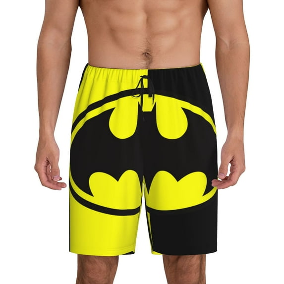 Batman Pajama Shorts for Men, Summer Graphic Lounge Pajama Bottoms Soft Sleep Pjs Pants with Drawstring & Pockets