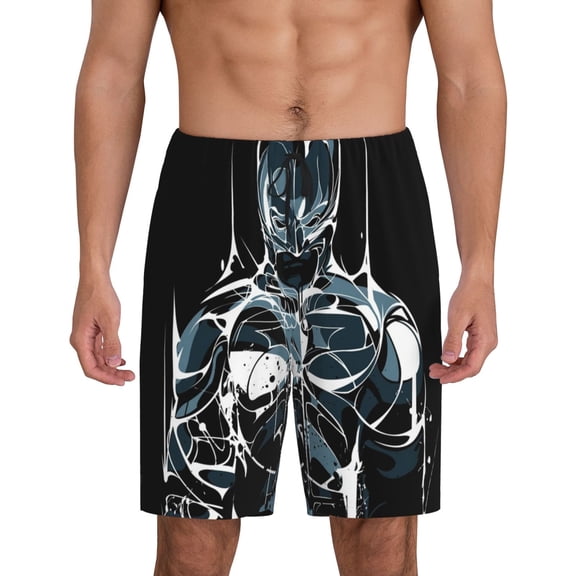 Batman Pajama Shorts for Men, Summer Graphic Lounge Pajama Bottoms Soft Sleep Pjs Pants with Drawstring & Pockets
