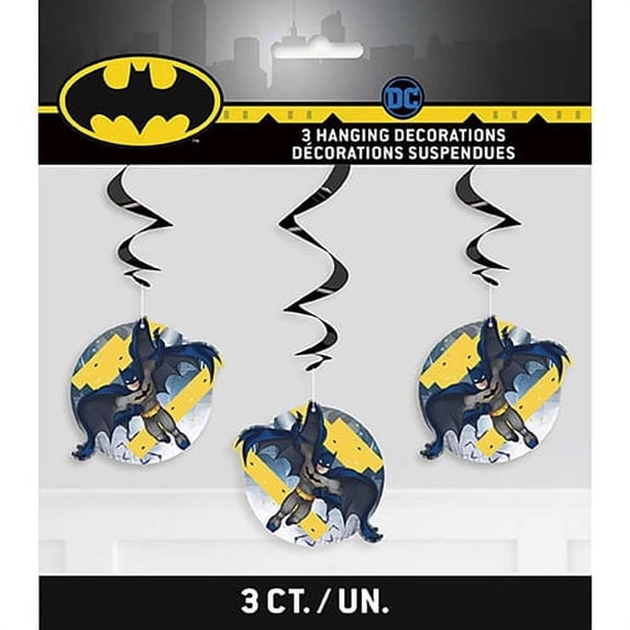 Batman 'Party' Hanging Swirl Decorations (3pc)