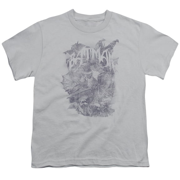 Batman - Pencil Bat Collage - Youth Short Sleeve Shirt - Small