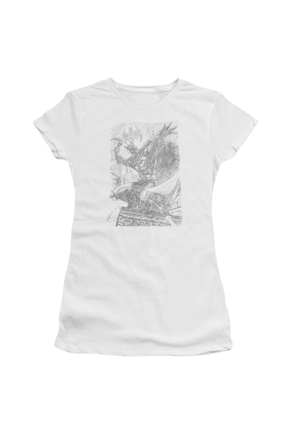 Batman Pencil Batarang Throw S/S Junior Women's T-Shirt Sheer White
