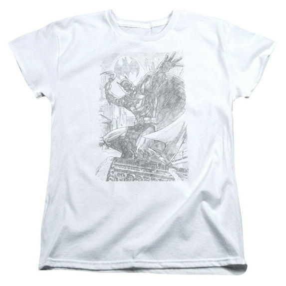 Batman Pencil Batarang Throw S/S Women's T-Shirt White
