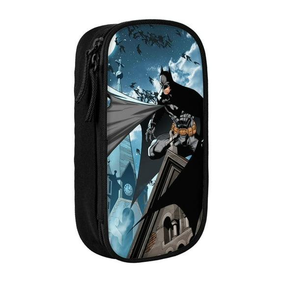 Batman Pencil Case, Black Large Capacity Pen Box With Zipper Stationery Storage Office Supply