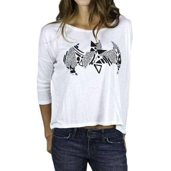 Batman - Pencil Sketch Logo Juniors Dolman Long Sleeve T-Shirt - Medium