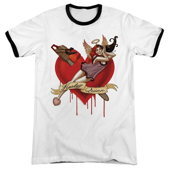 Batman Perfect Angel Adult Ringer T-Shirt White Black