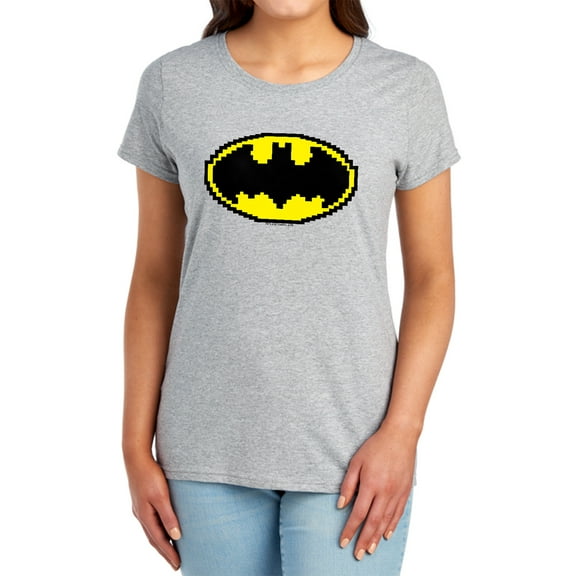 Batman Pixel Symbol Women's T Shirt, Athletic Heather, Medium