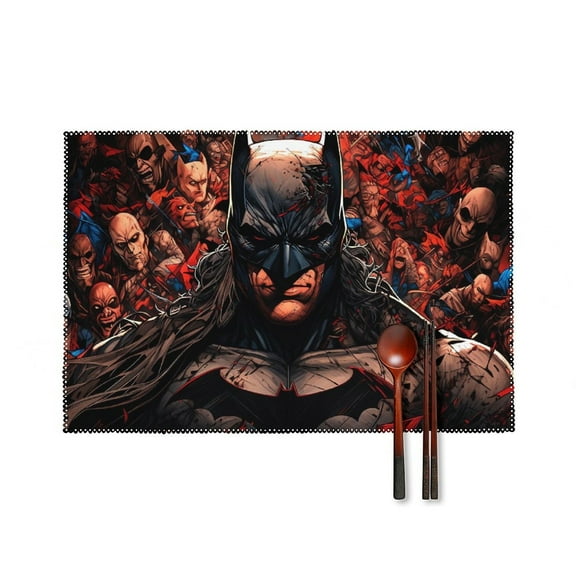 Batman Placemats Set of 4, 12x18 Inch Table Mats for Party Kitchen Dining Decoration Place Mats