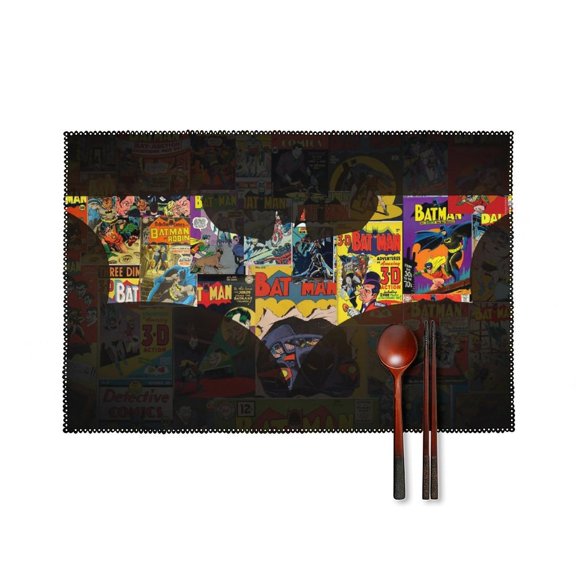 Batman Placemats Set of 4, 12x18 Inch Table Mats for Party Kitchen Dining Decoration Place Mats
