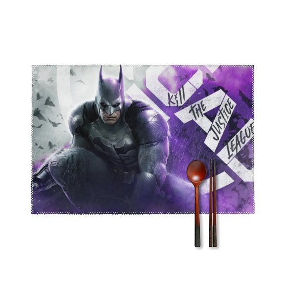 Batman Placemats Set of 4, 12x18 Inch Table Mats for Party Kitchen Dining Decoration Place Mats