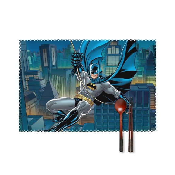 Batman Placemats Set of 4, 12x18 Inch Table Mats for Party Kitchen Dining Decoration Place Mats