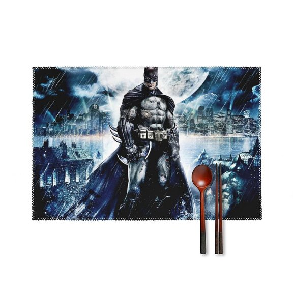 Batman Placemats Set of 4, 12x18 Inch Table Mats for Party Kitchen Dining Decoration Place Mats