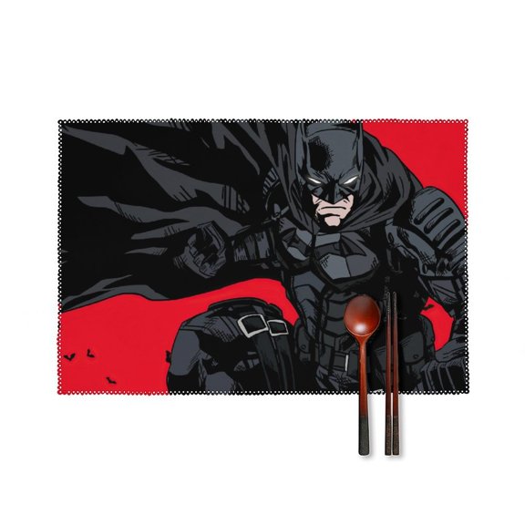 Batman Placemats Set of 4, 12x18 Inch Table Mats for Party Kitchen Dining Decoration Place Mats