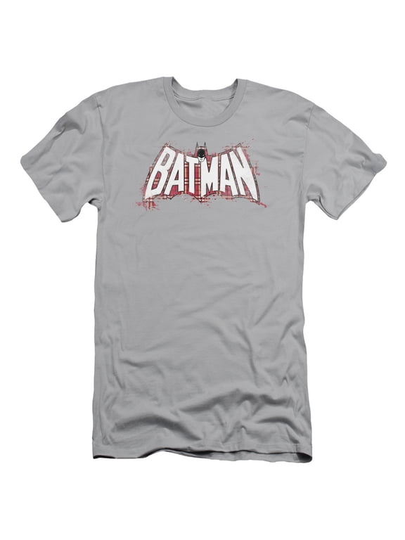 Batman Plaid Splat Logo S/S Adult 30/1 T-Shirt Silver