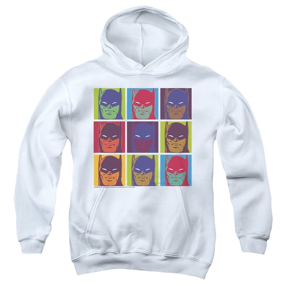 Batman Pop Art Batman 2 Kids Pull-Over Hoodie (Large) for Youth Boys and Girls, White