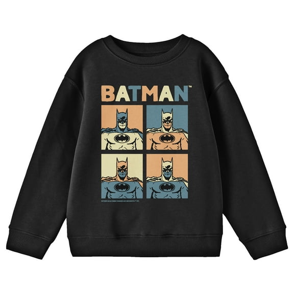 Batman Pop Art Inspired Youth Black Crew Neck Sweatshirt-Small