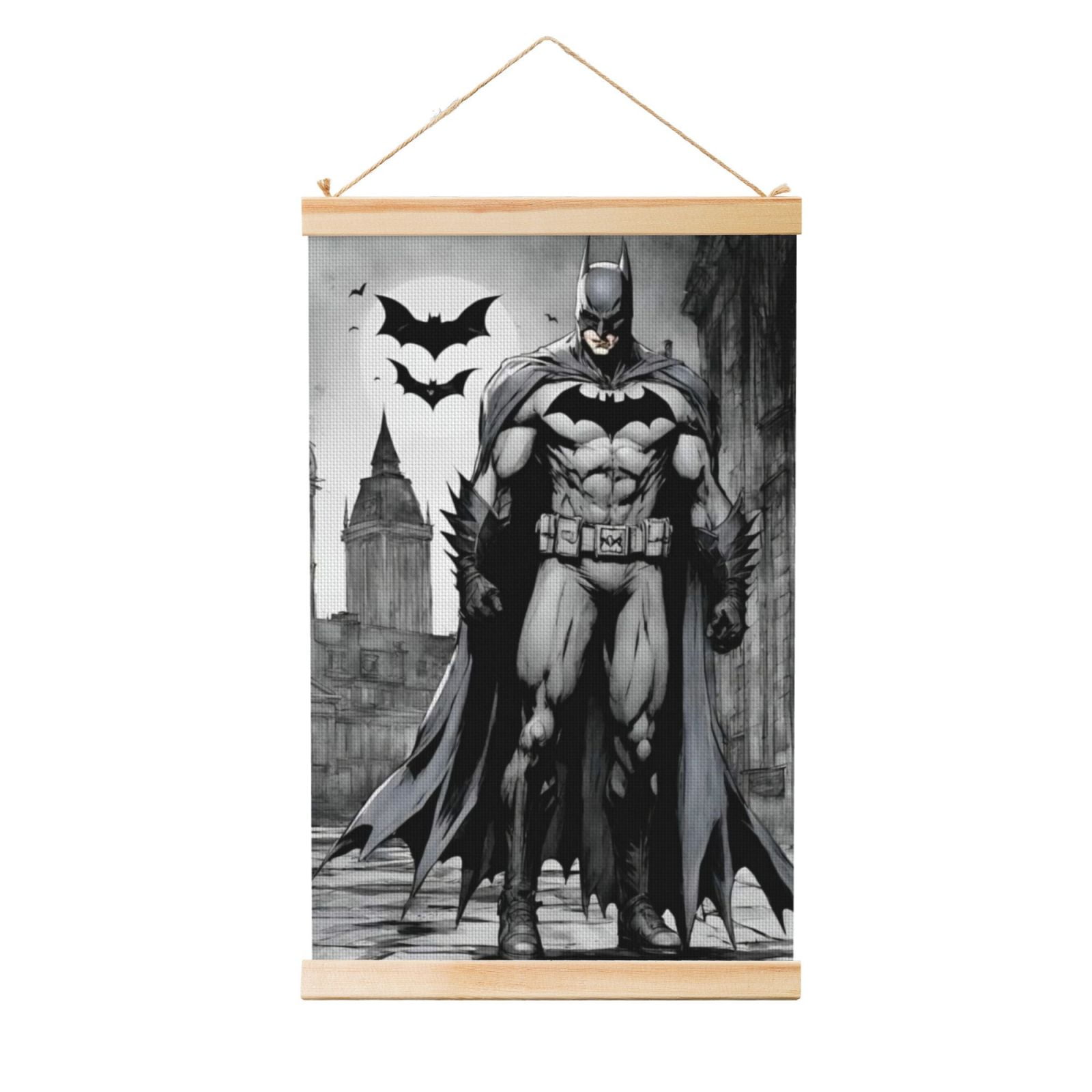 Batman Poster Canvas Wooden Shaft Hanging Poster Home Decor, Aesthetic ...