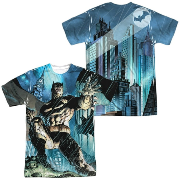 Batman Rainy Rooftop (Front Back Print) Mens Sublimation Shirt