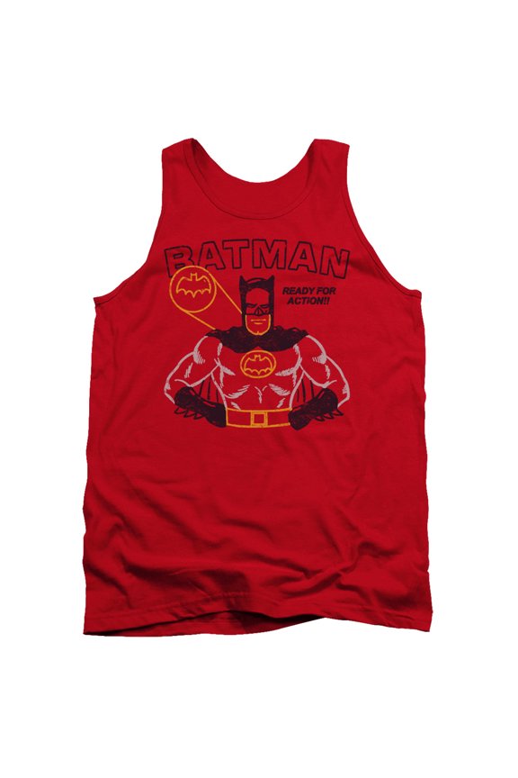 Batman Ready For Action Adult Tank Top-Red