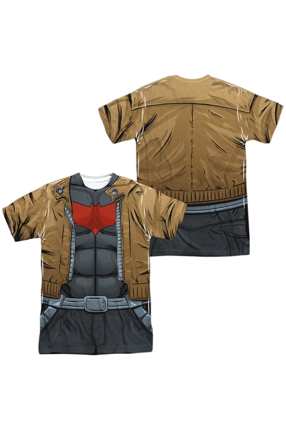 Batman Red Hood Uniform Unisex Adult Sublimated Costume T Shirt (Front/Back), Medium