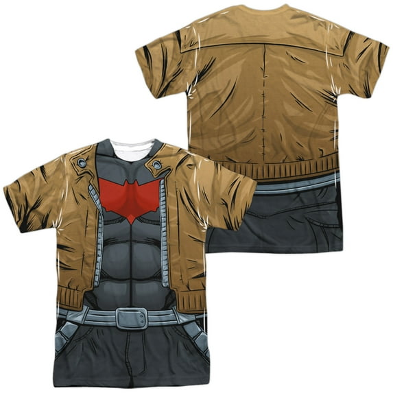 Batman Red Hood Uniform Unisex Adult Sublimated Costume T Shirt (Front/Back), Medium