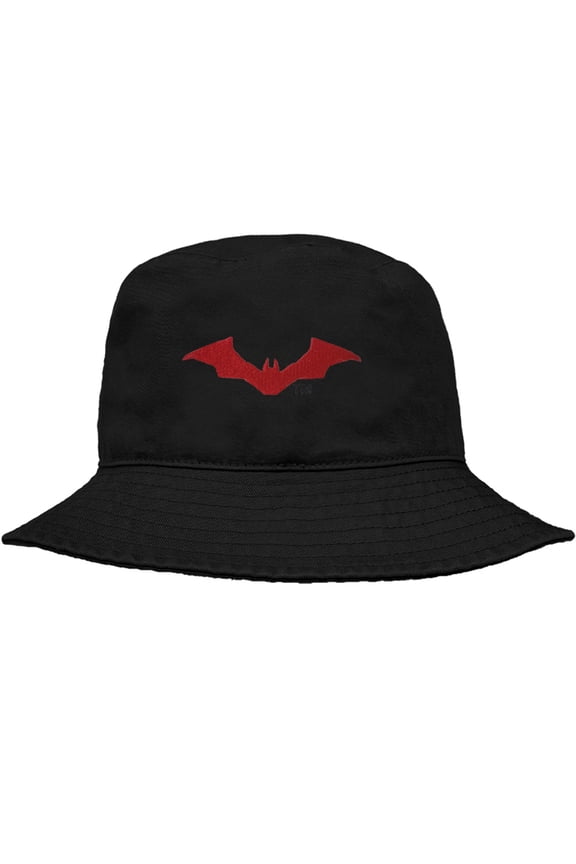 Batman Red Logo Officially Licensed Bucket Hat Unisex for Men & Women, Black