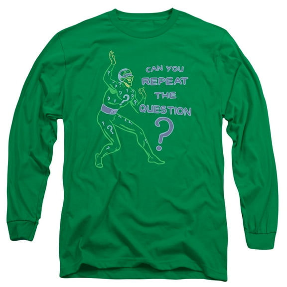 Batman Repeat Long Sleeve Adult 18/1 T-Shirt Kelly Green