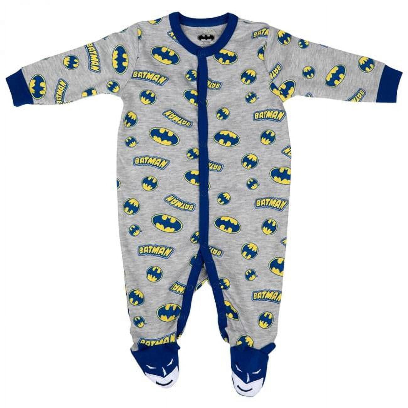 Batman Brandclub Batman Repeating Symbol Novelty Sleep Plays Footed Pajamas Multi Color 6 9 Months