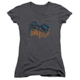 thumbnail image 1 of Batman Retro Dark Knight Junior Women's T-Shirt V-Neck Charcoal, 1 of 1