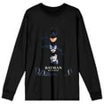 thumbnail image 1 of Batman Returns Batman Catwoman And Penguin Crew Neck Long Sleeve Women's Black Tee-XL, 1 of 3