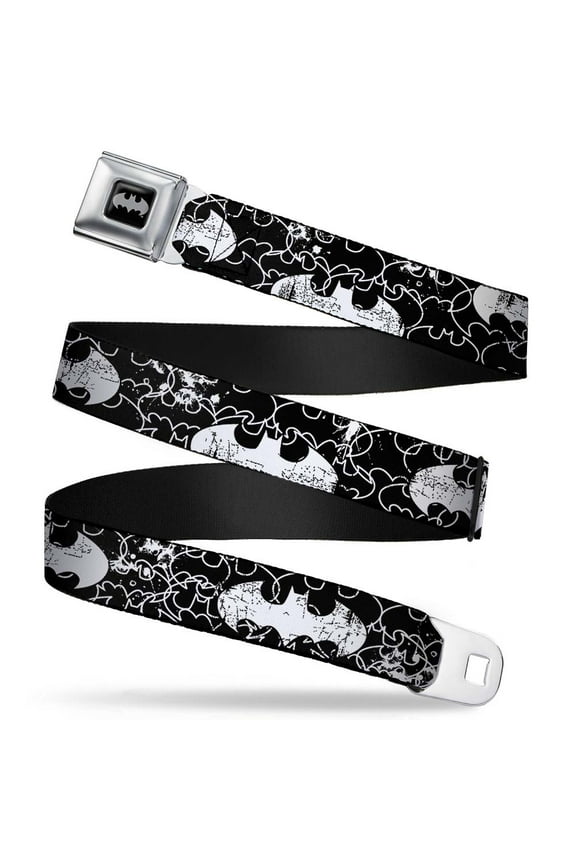 Reverse Brushed Silver 1.0" Cam Batman Outlines Black White Webbing Web Belt 1.0" Wide