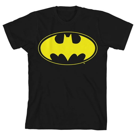 Batman Reverse Color Logo Boy's Black T-shirt-Medium