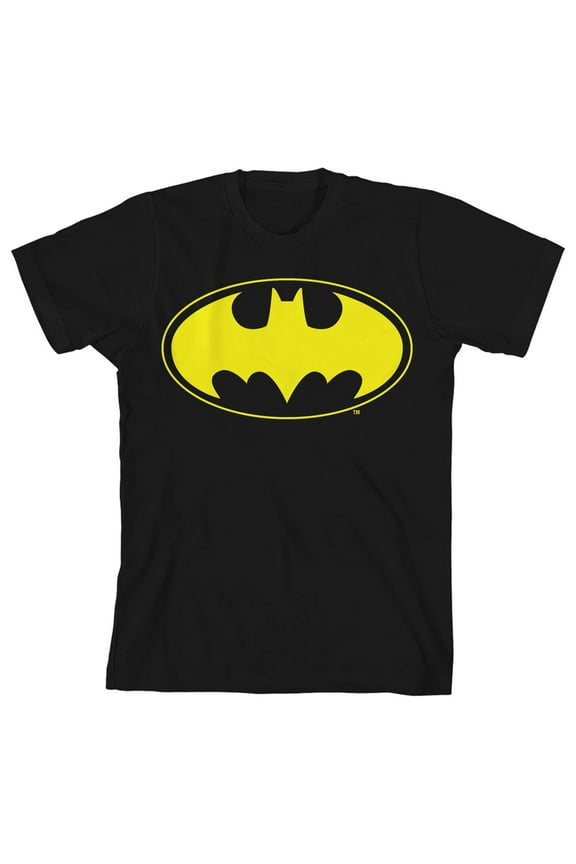 Batman Reverse Color Logo Boy's Black T-shirt-XS