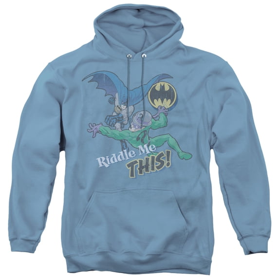 Batman Riddle Me This Adult Pullover Hoodie Sweatshirt Carolina Blue