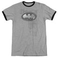 thumbnail image 1 of Batman Rivited Metal Logo Adult Ringer Heather Black, 1 of 1