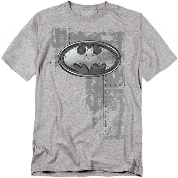 Batman Rivited Metal Logo Mens Short Sleeve Shirt