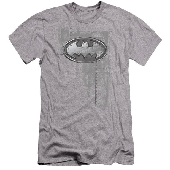 Batman - Rivited Metal Logo - Premium Slim Fit Short Sleeve Shirt - Medium