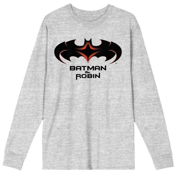 Batman & Robin 1997 Logo Men's Athletic Heather Long Sleeve Shirt-3XL